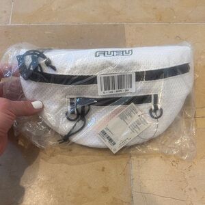 NWT-FUBU White Mesh Crossbody Belt Bag with Black Trim